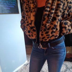 Leopard fuzzy jacket